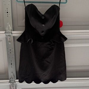 Eva Franco Black Mini Dress with Button Detail